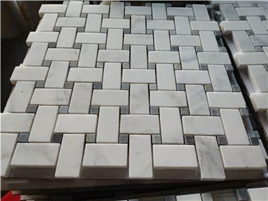 Carrara Marmor Basketweave Mosaic Tile