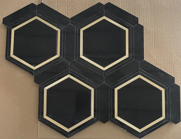 Black Marble Honeycomb Mosaic Wall & Floor Tile