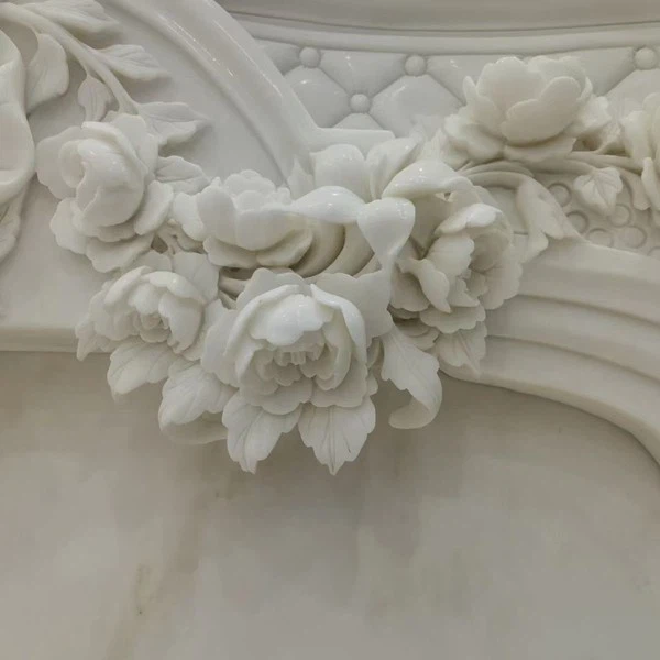 White Marble Stone Fireplace Carving